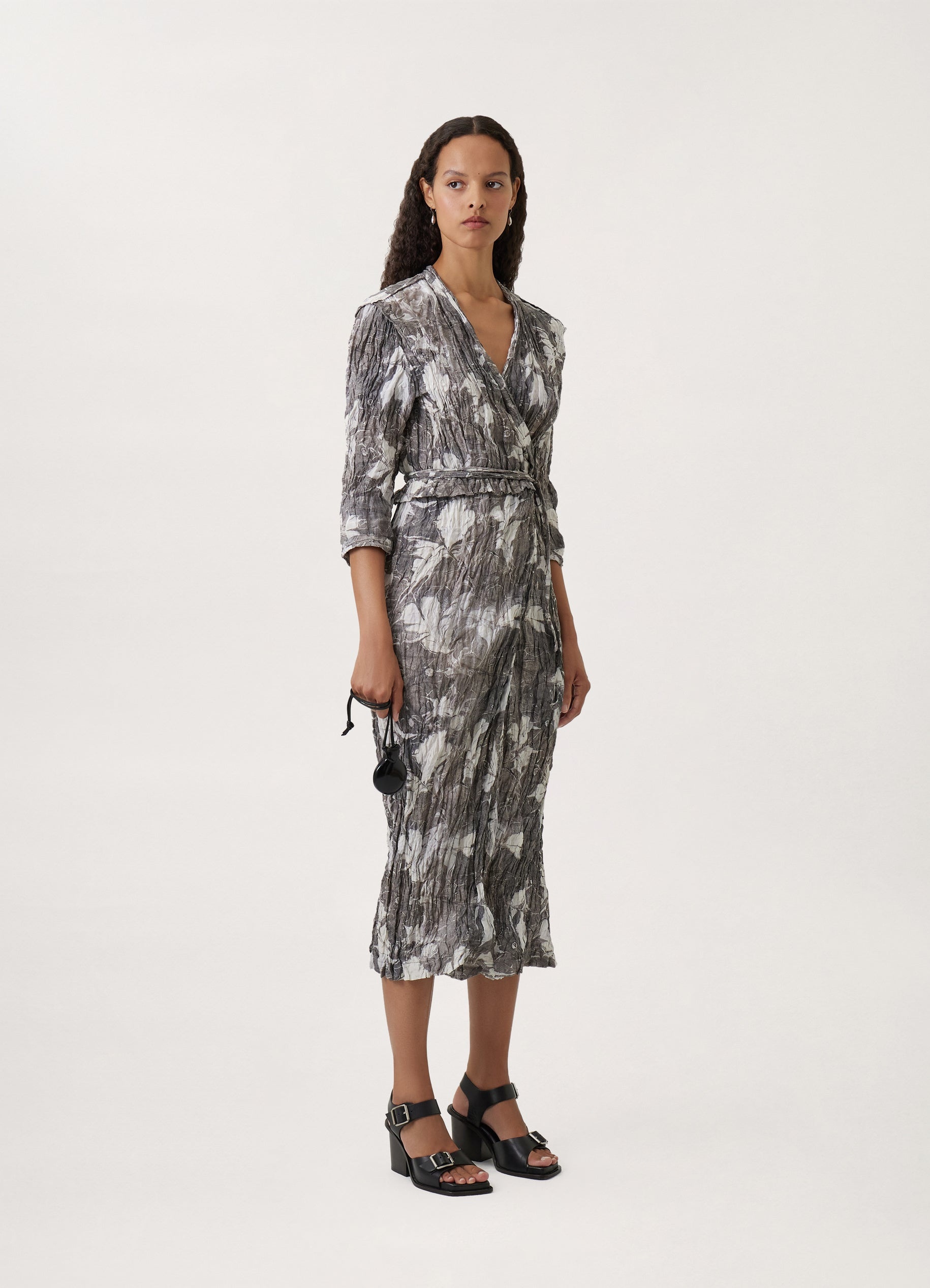 CRINKLED WRAP OVER DRESS - 5