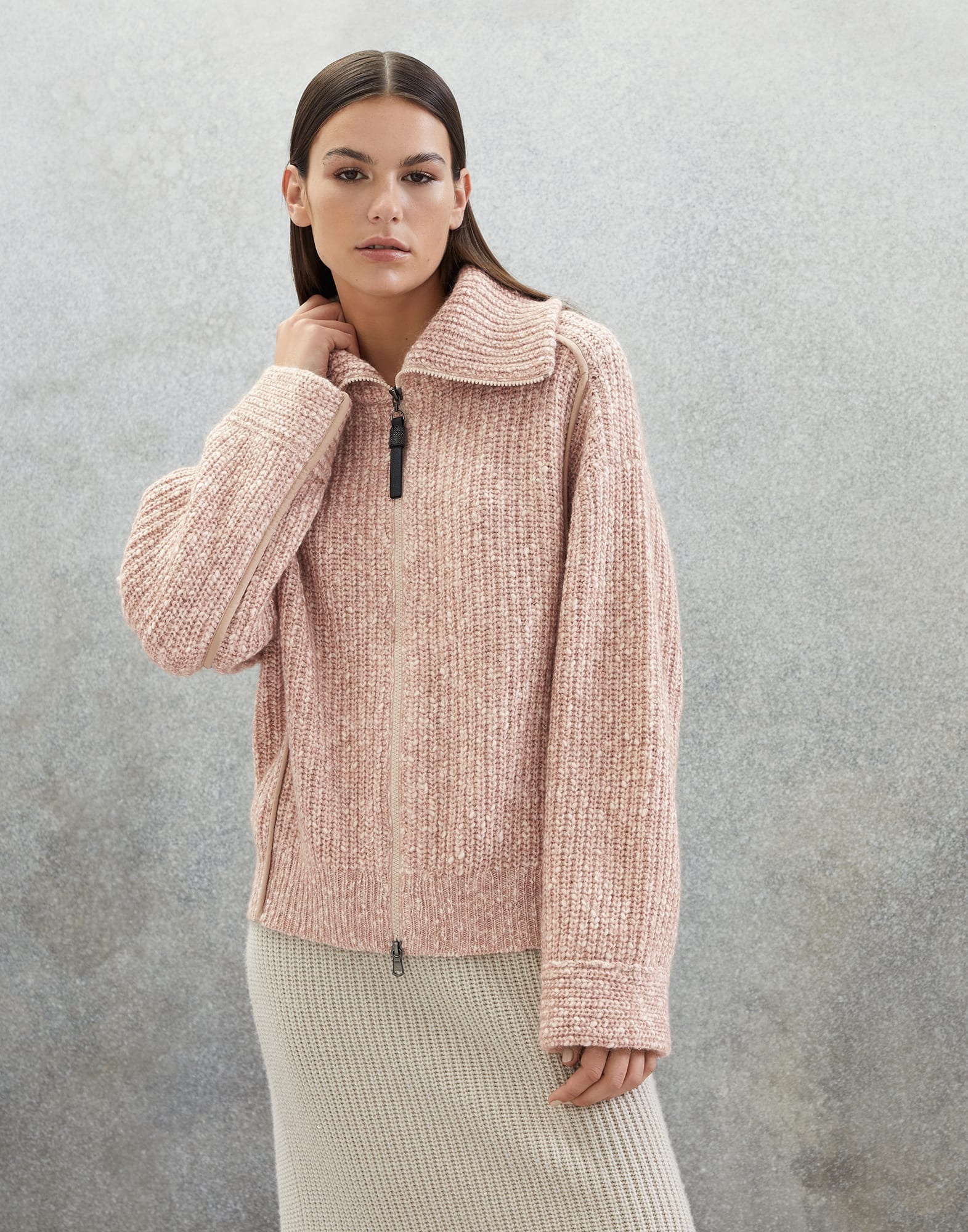 Brunello Cucinelli Sparkling chiné cardigan in soft virgin wool