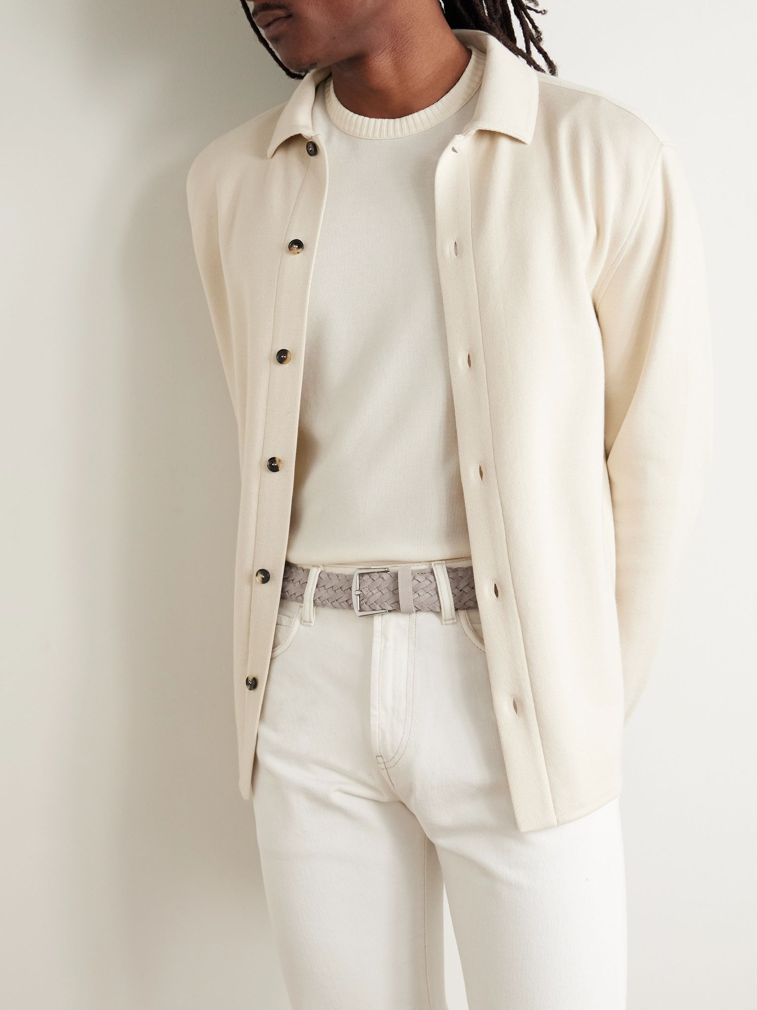4cm Woven Suede Belt Beige - 3