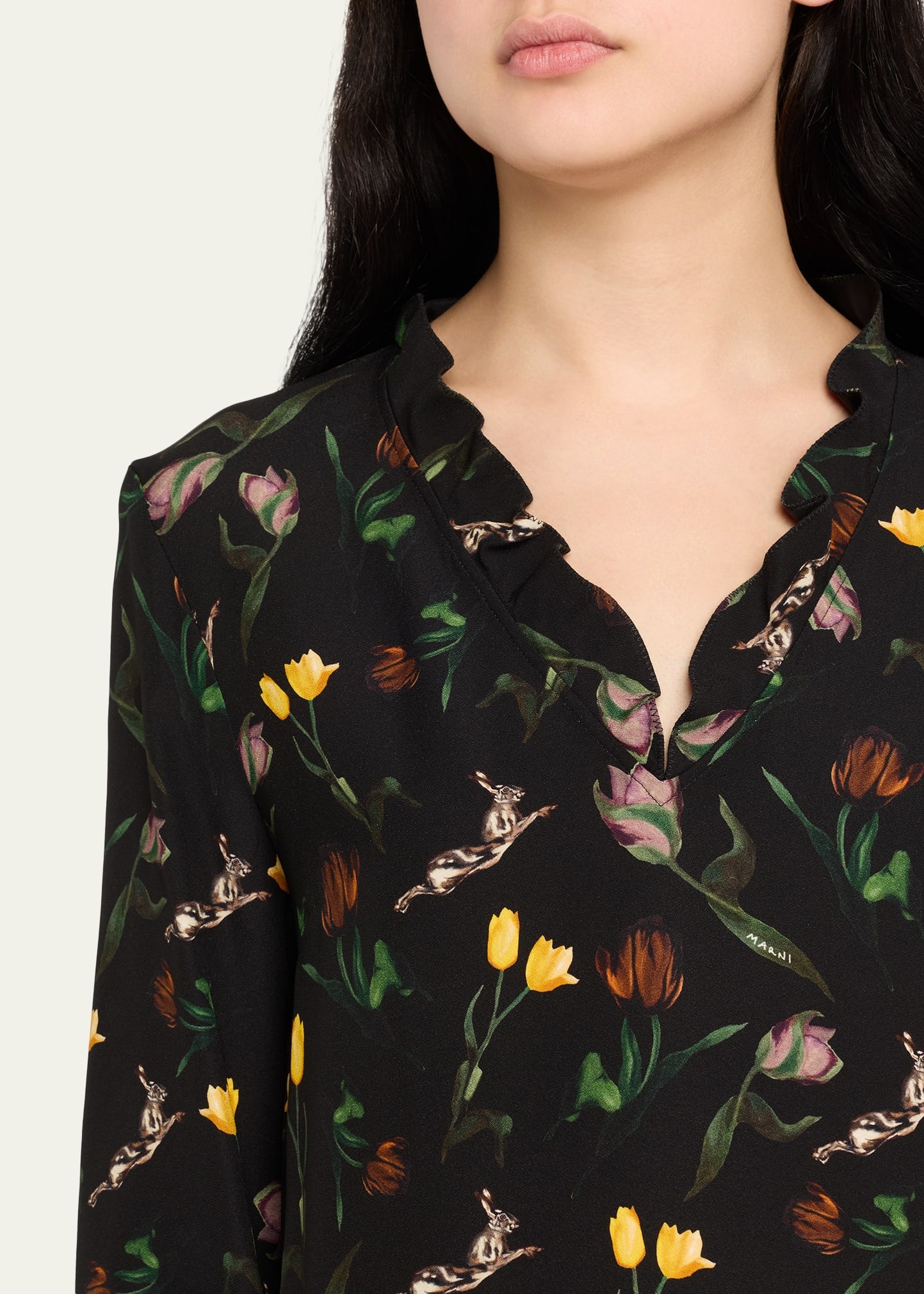 Floral Ruffle 3/4-Sleeve Mini Dress - 5