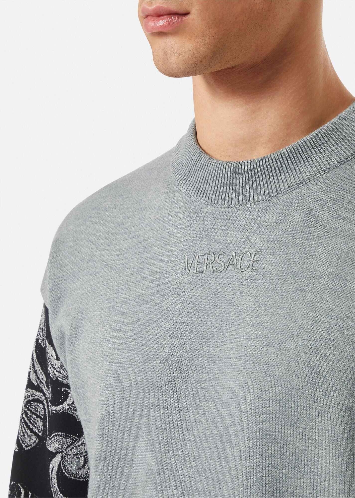 Silver Baroque Jacquard Sweatshirt - 5