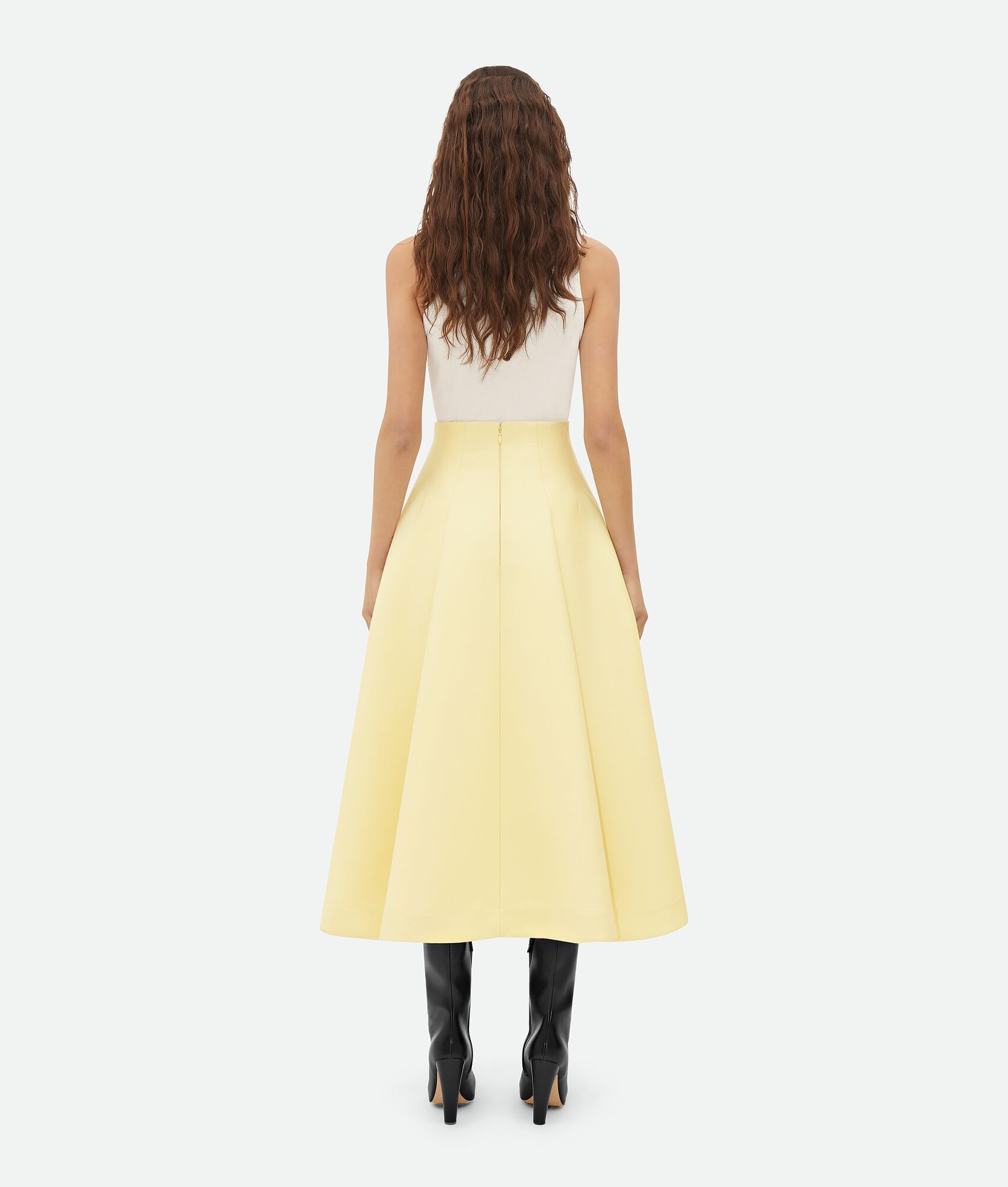 Compact Wool Wide Midi Skirt - 3