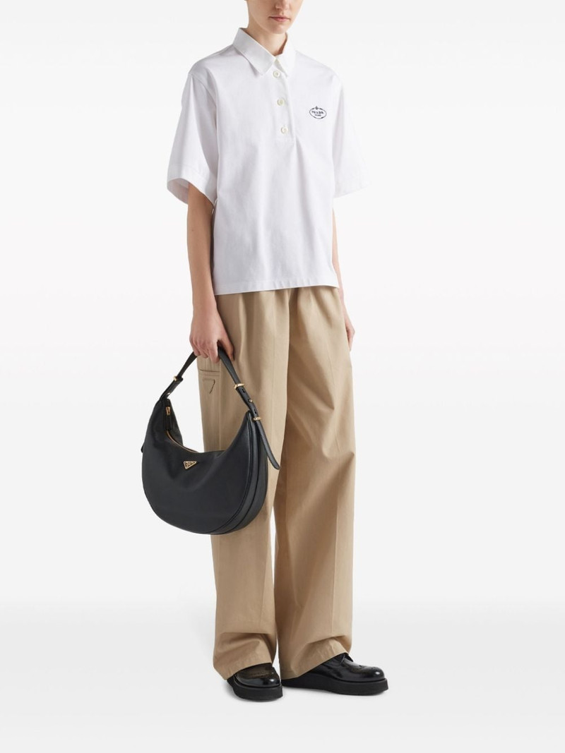 Prada large logo-plaque leather shoulder bag outlook