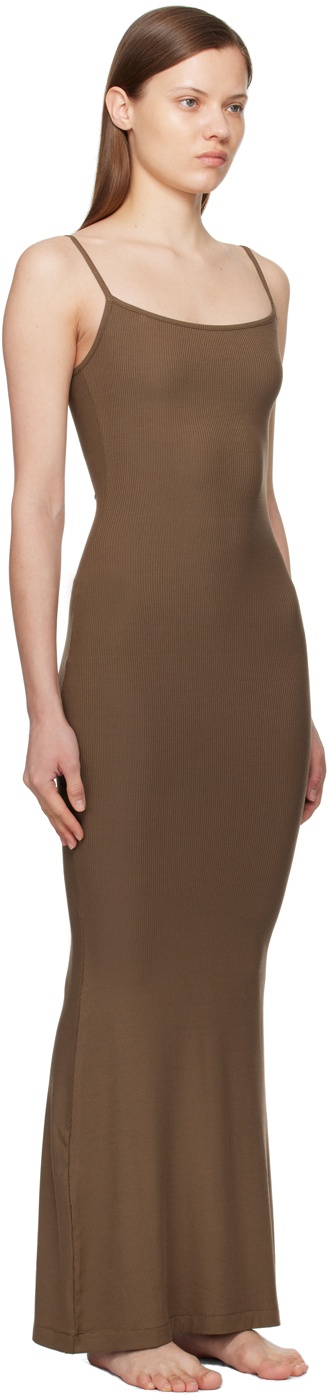Brown Soft Lounge Long Slip Maxi Dress - 2