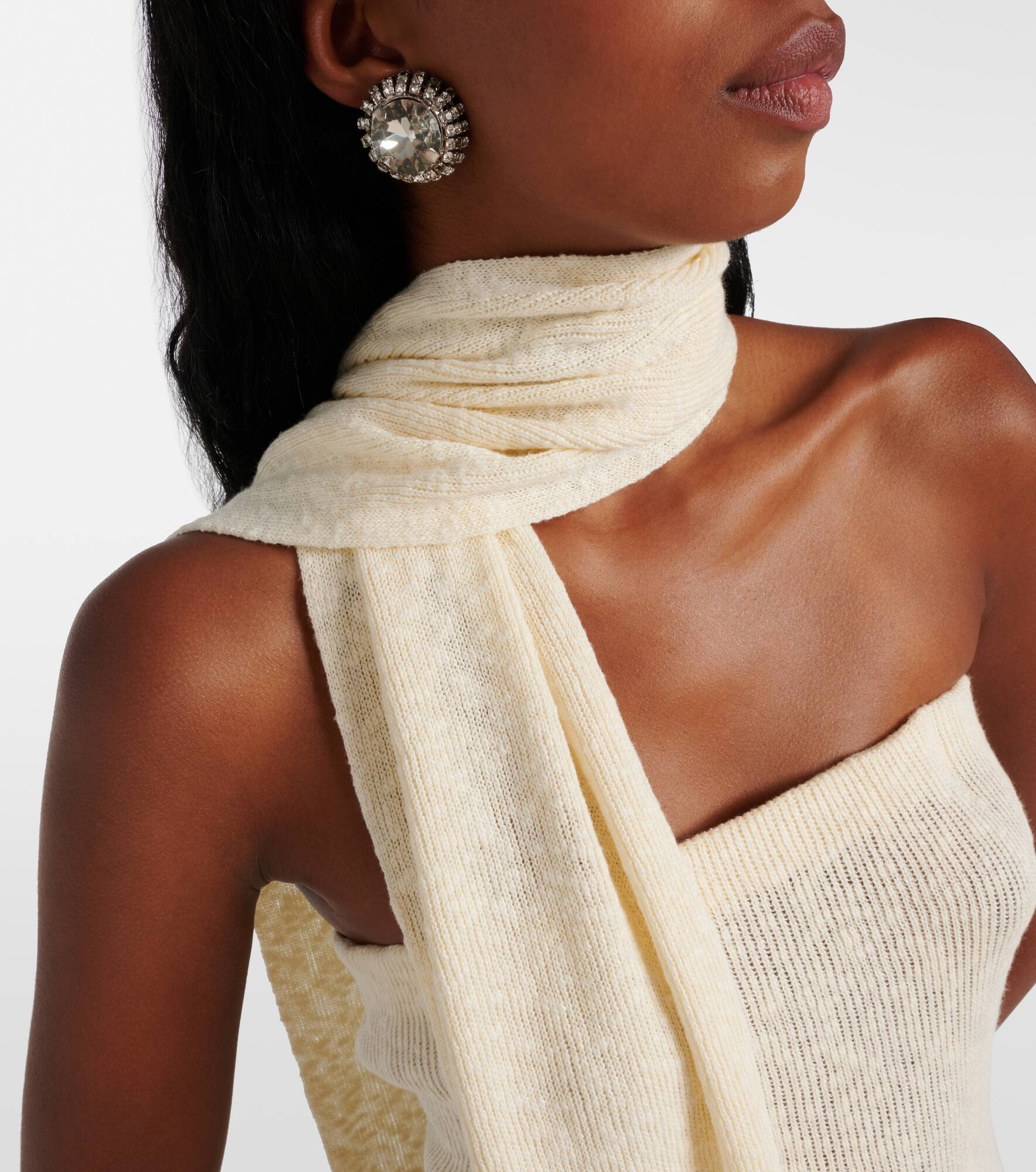 Scarf-detail linen and cotton maxi dress - 4