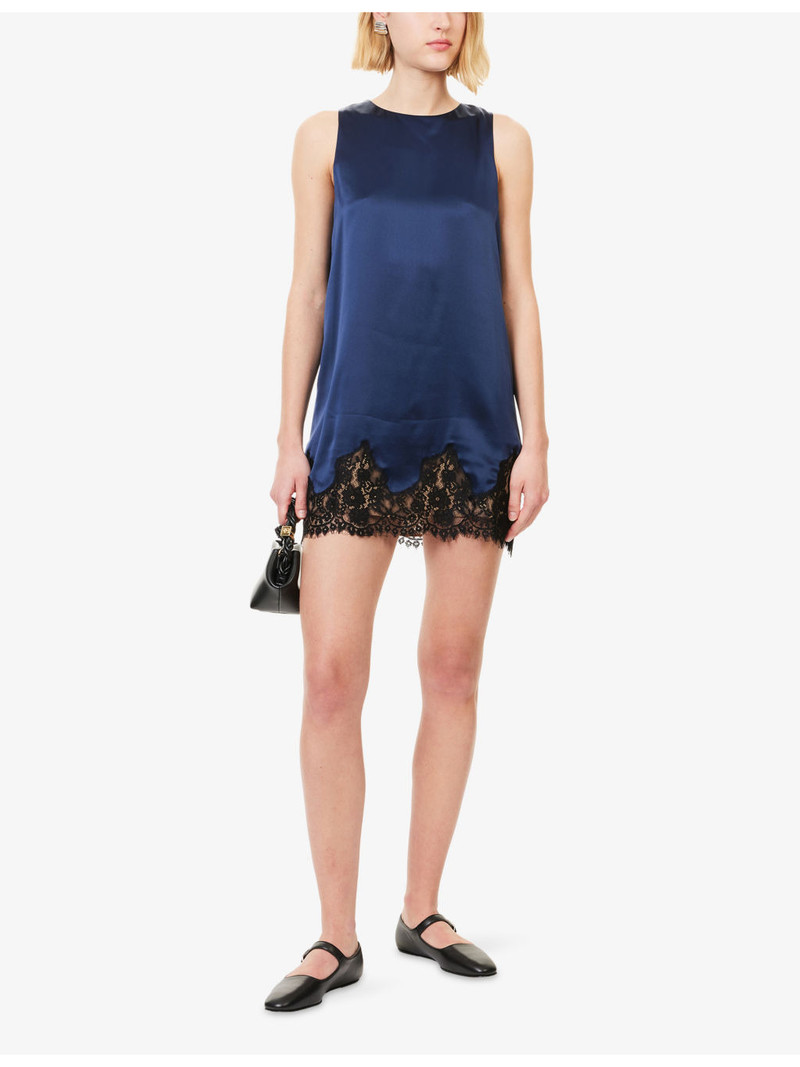 Reformation Jessalyn Lace-Hem Silk Mini Dress outlook