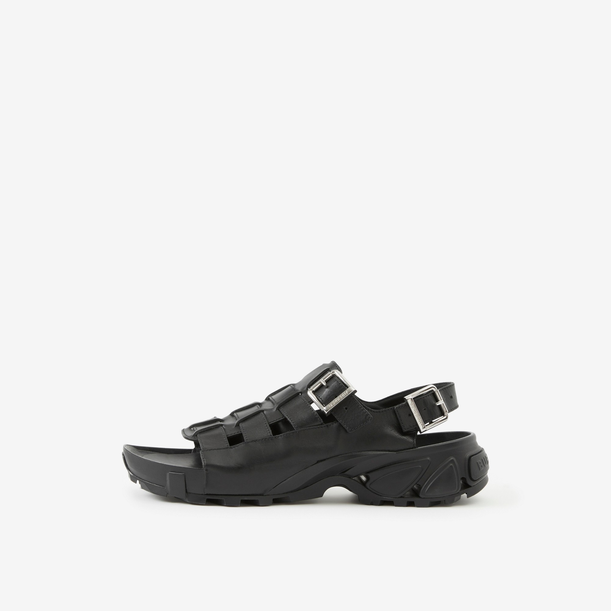 Latticed Leather Sandals - 5
