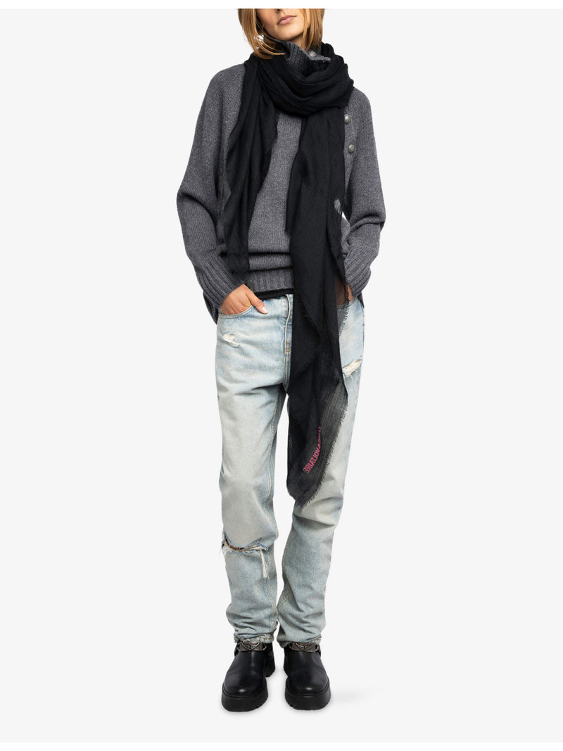 Zadig & Voltaire Nuage Logo-Print Wool and Cashmere-Blend Scarf outlook