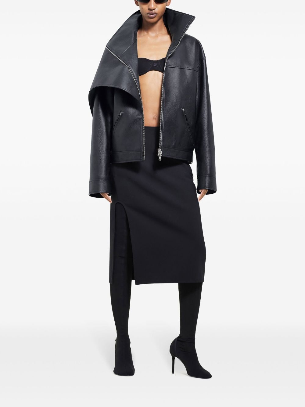 oversized leather jacket - 2