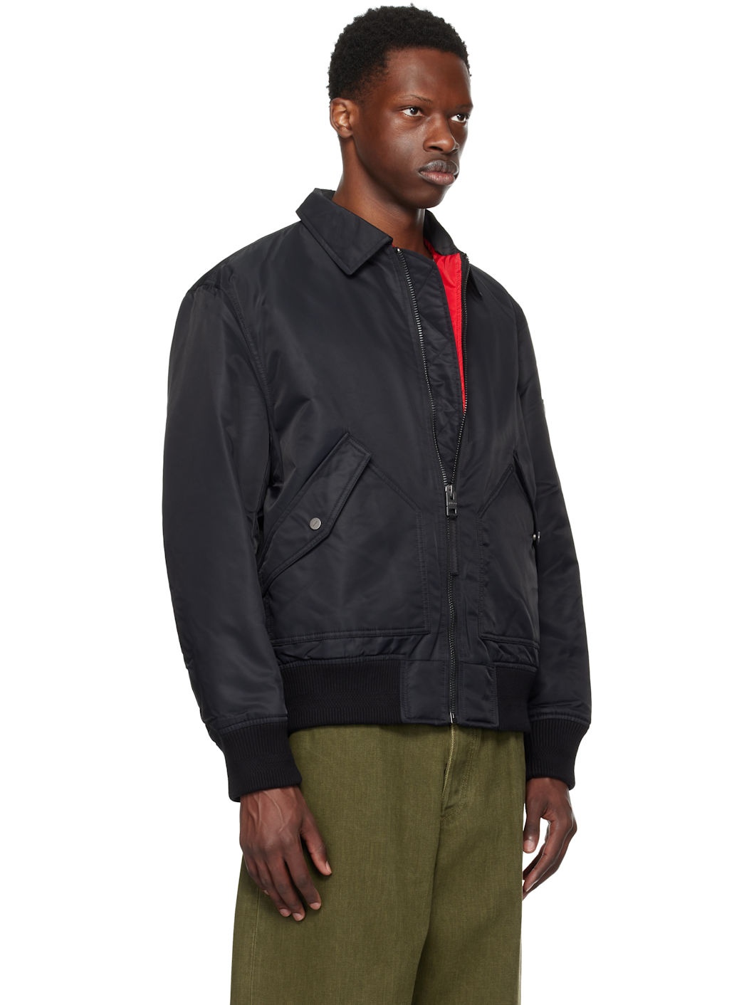 Black Recycled Nylon Bomber Jacket - 2