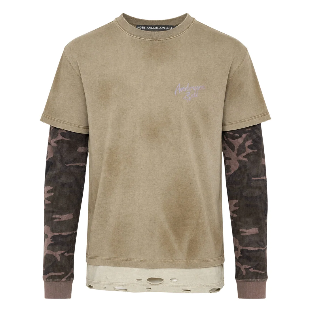 Distressed Layered Long Sleeve Tee - 1