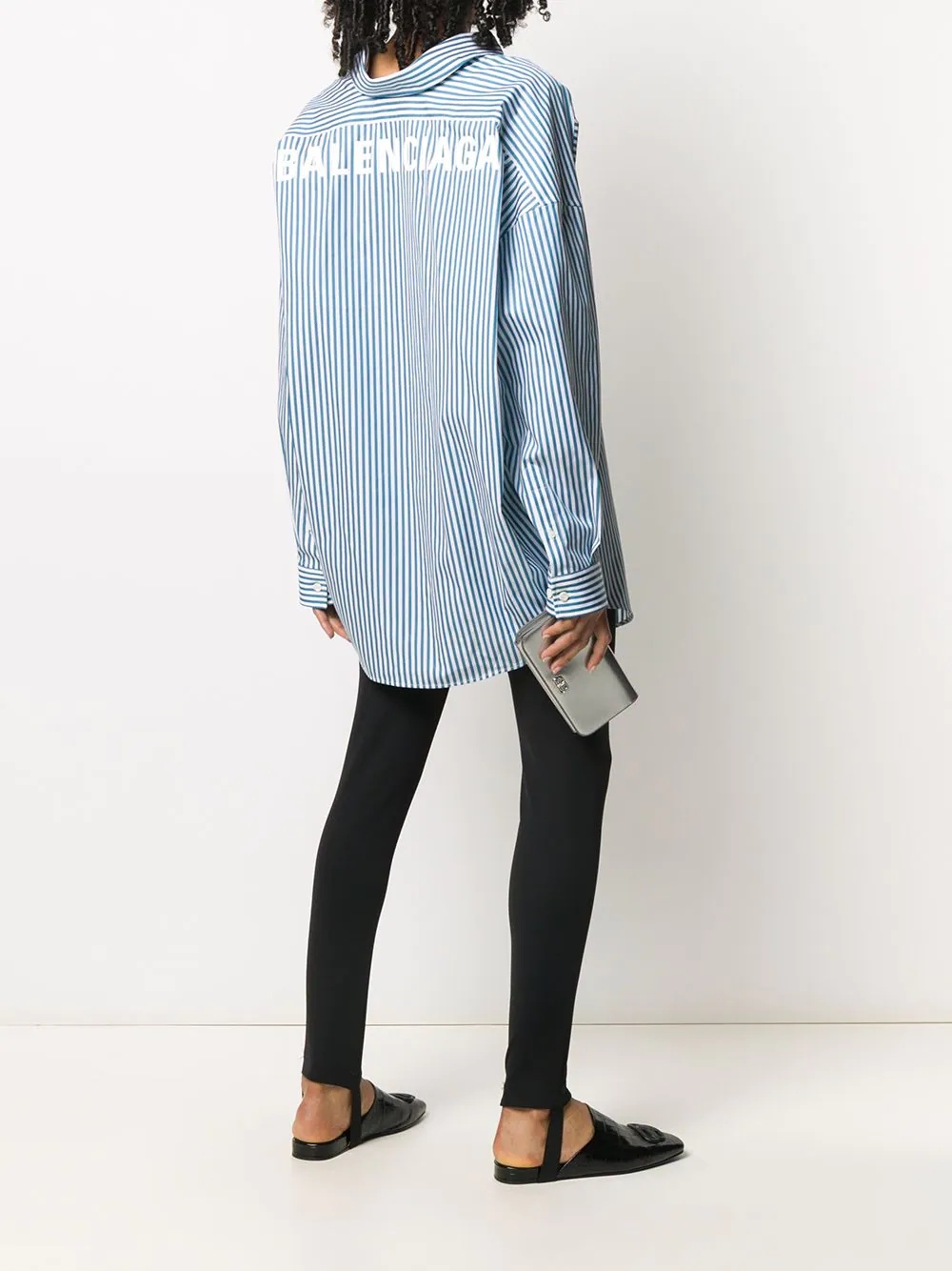 stripe-pattern logo-print oversize shirt - 2