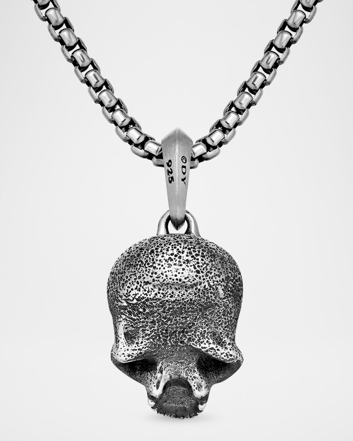 Men's Memento Mori Skull Pendant with Diamonds in Silver, 18mm - 5