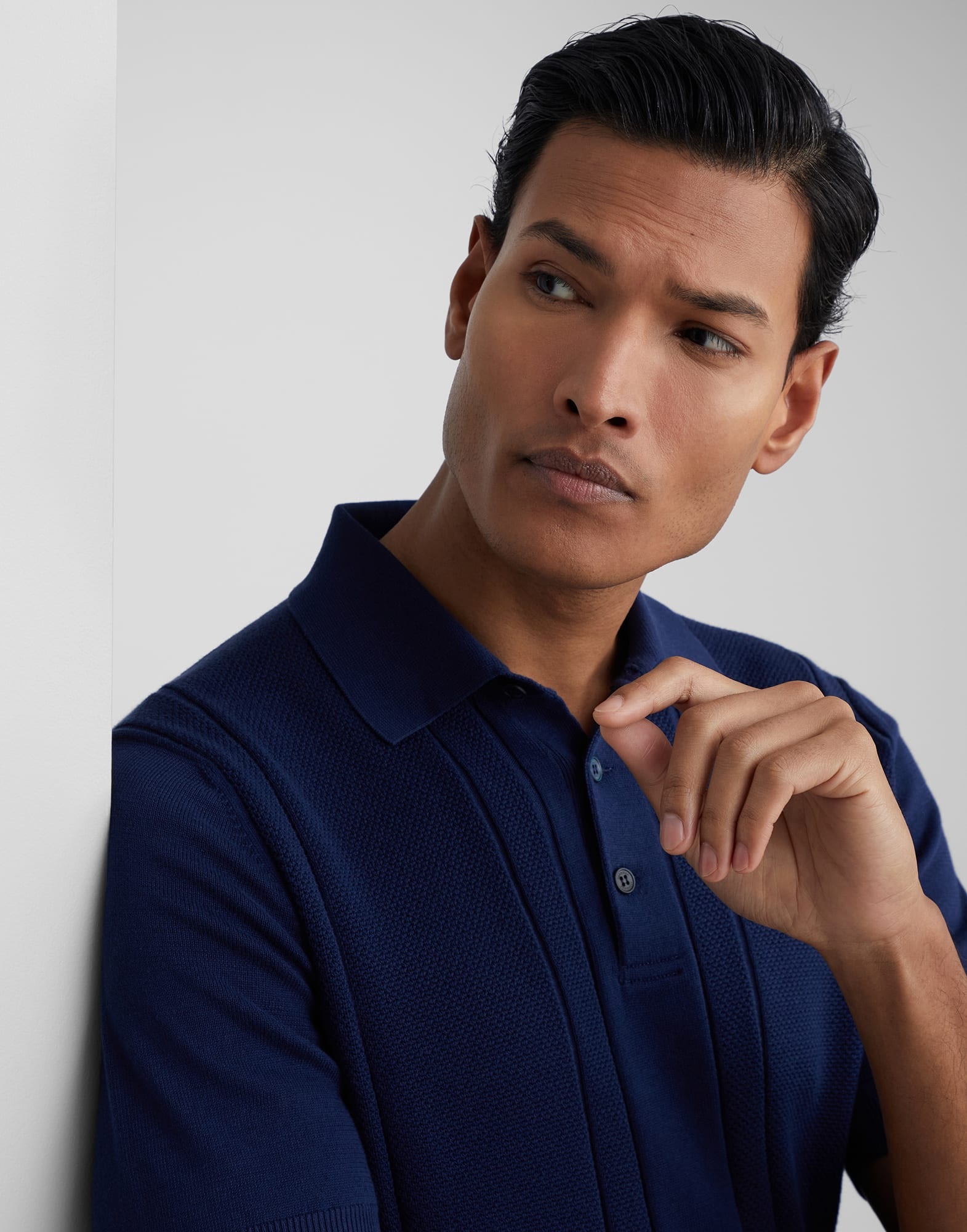 Cotton textured rib knit polo - 3