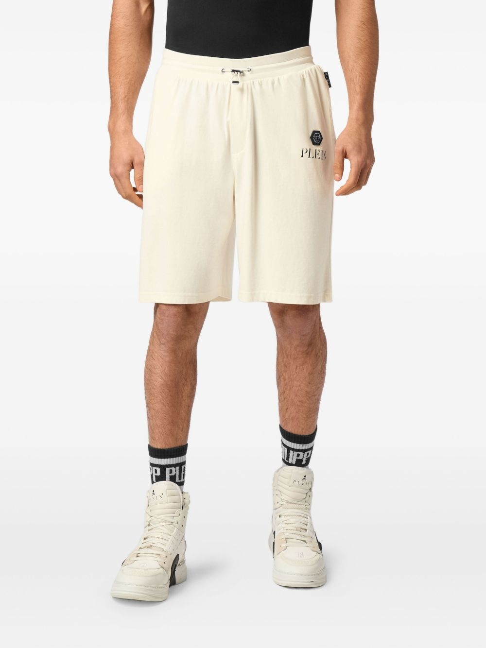 logo-appliqué track shorts - 3