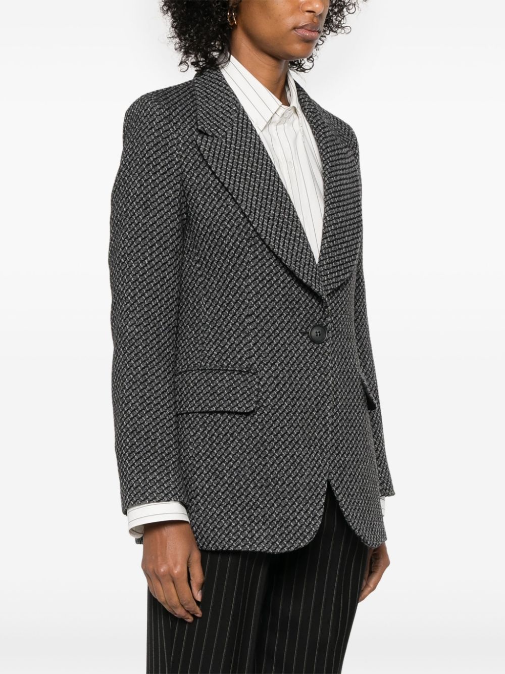 single-breasted knitted blazer - 3