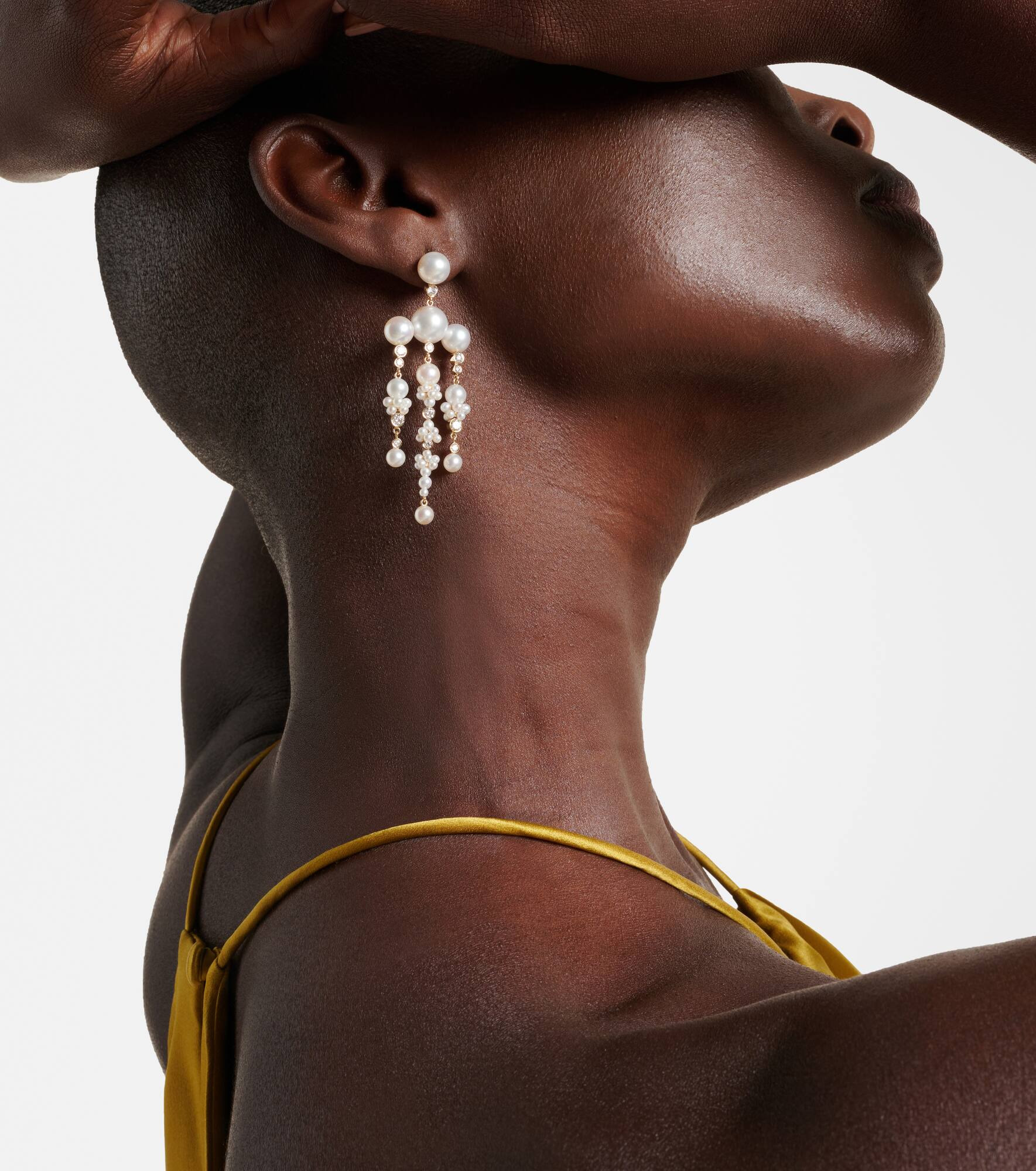 Jardin de Rêve 14kt gold earrings with diamonds and pearls - 3