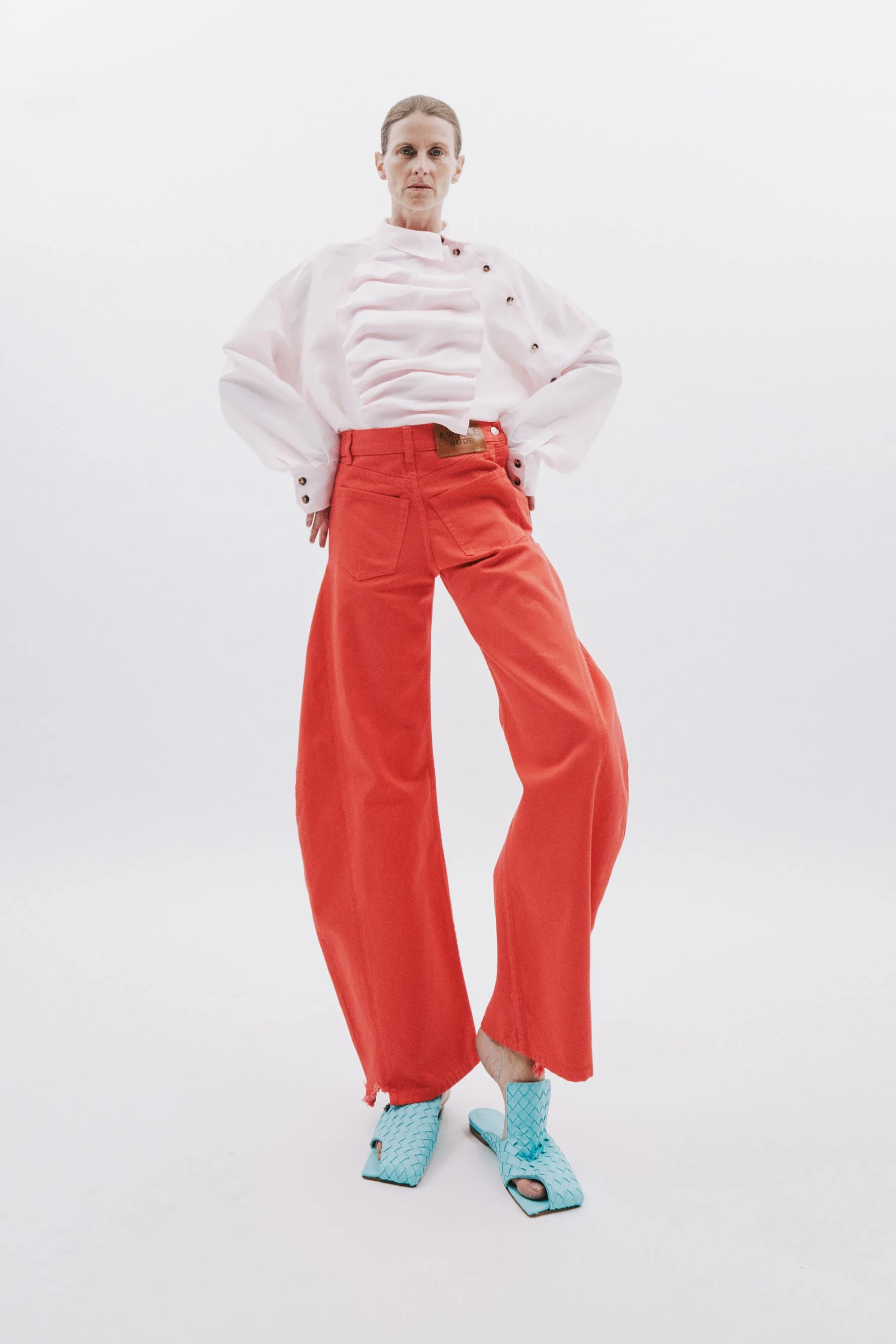 MIRROR JEANS WITH SIDE INSERTS RED - 1