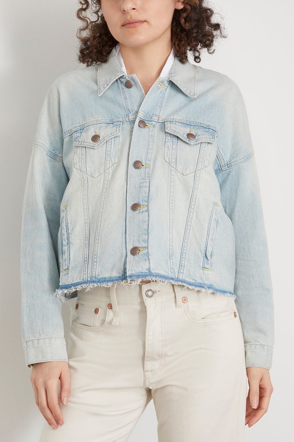 Oversized Cut-Off Trucker Jacket in Lennon Blue - 3