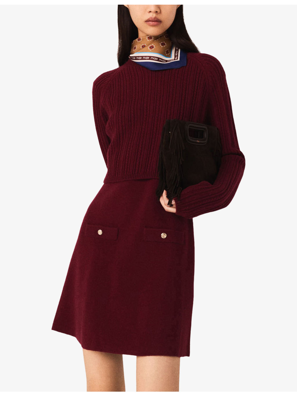 Removable Jumper Ribbed Wool-Blend Knitted Dress - 3