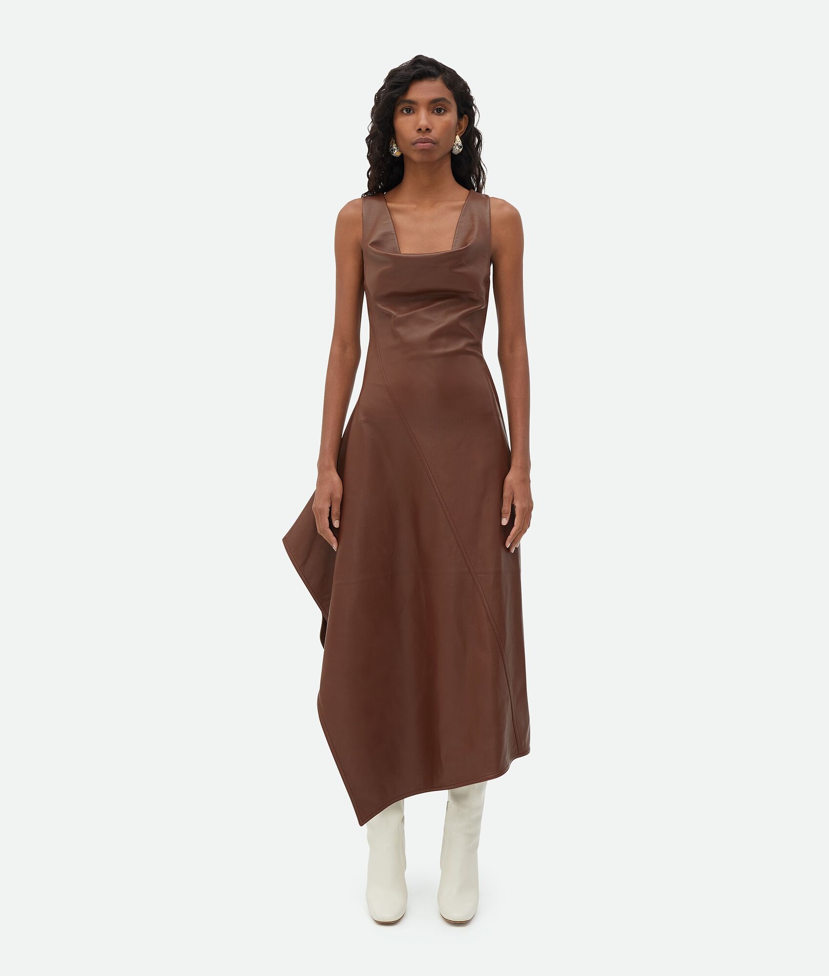 Leather Asymmetric Midi Dress - 1