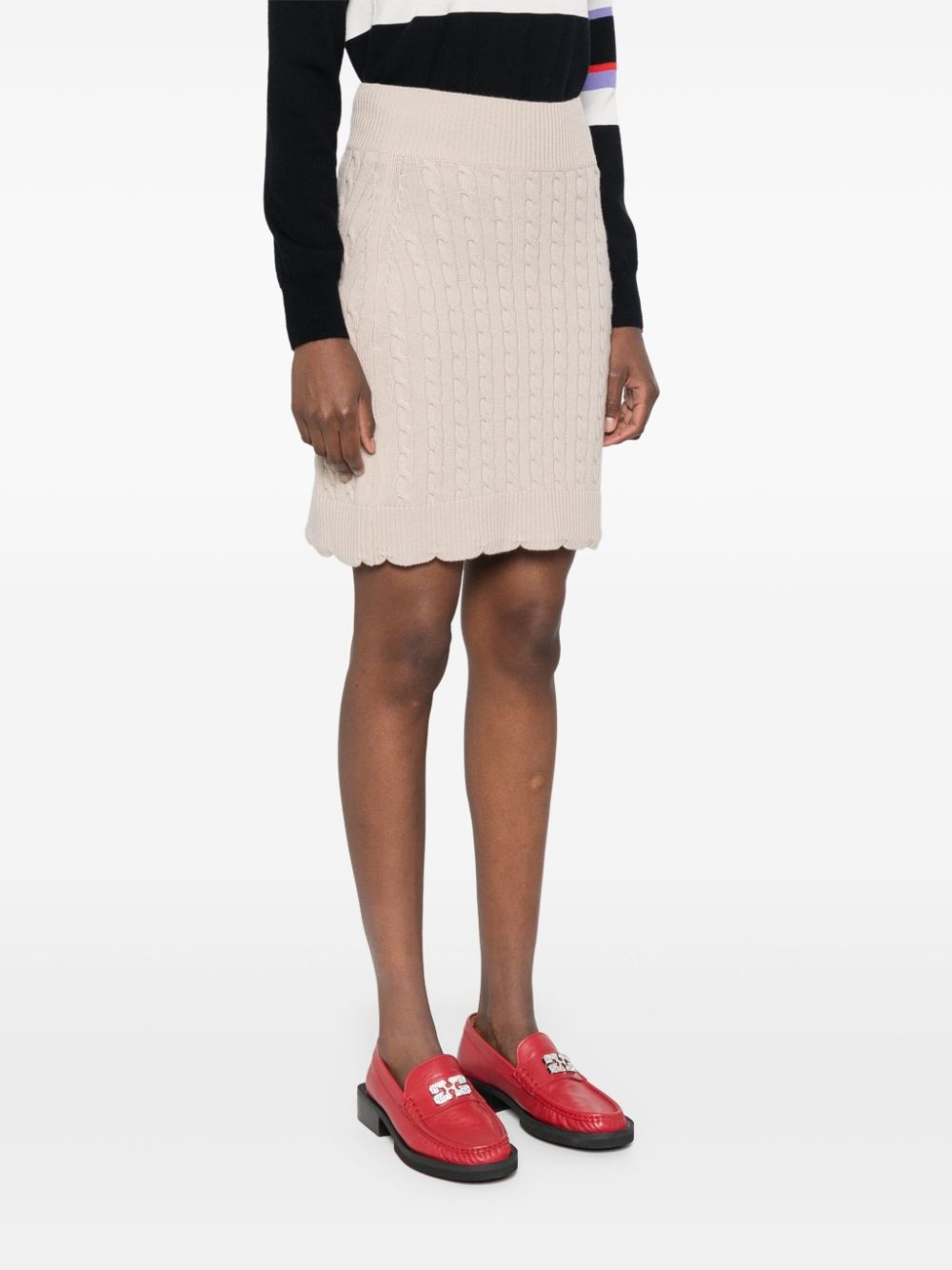 cable-knit merino wool mini skirt - 3