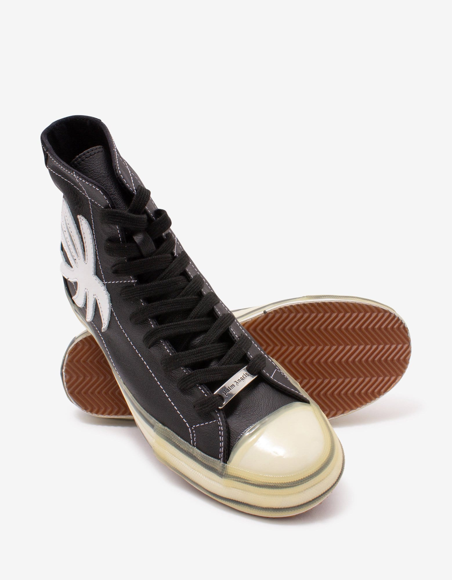 Palm Angels Black Palm Tree High Top Trainers - 8