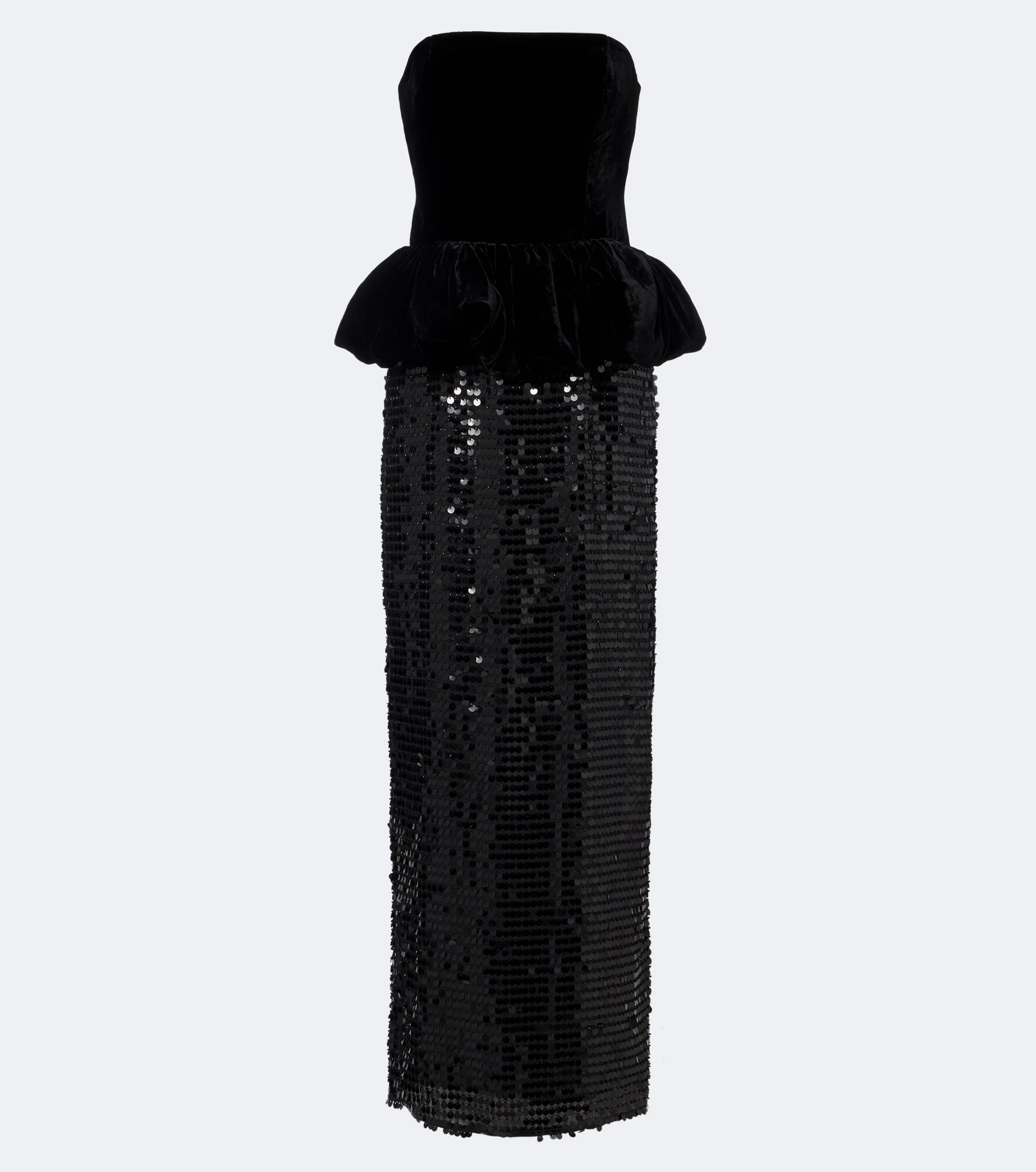 Sequined peplum bustier gown - 1