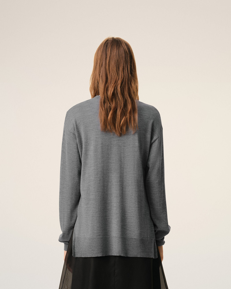 GREY THIN WOOL CREWNECK AMI DE COEUR SWEATER 5