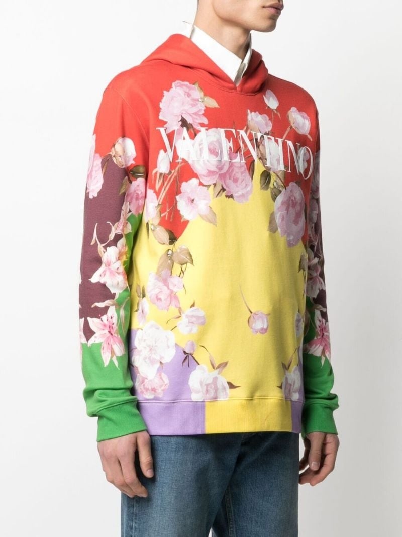 rose-print hoodie - 3