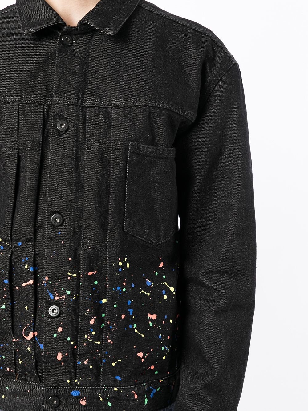 paint-splatter denim jacket - 5