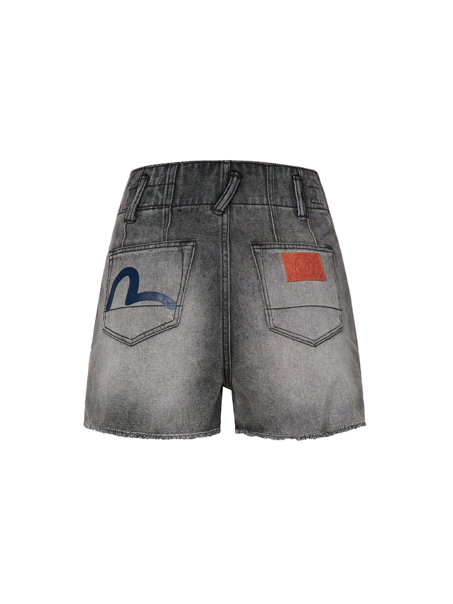 SEAGULL PRINT LIGHT GREY DENIM SHORTS - 11