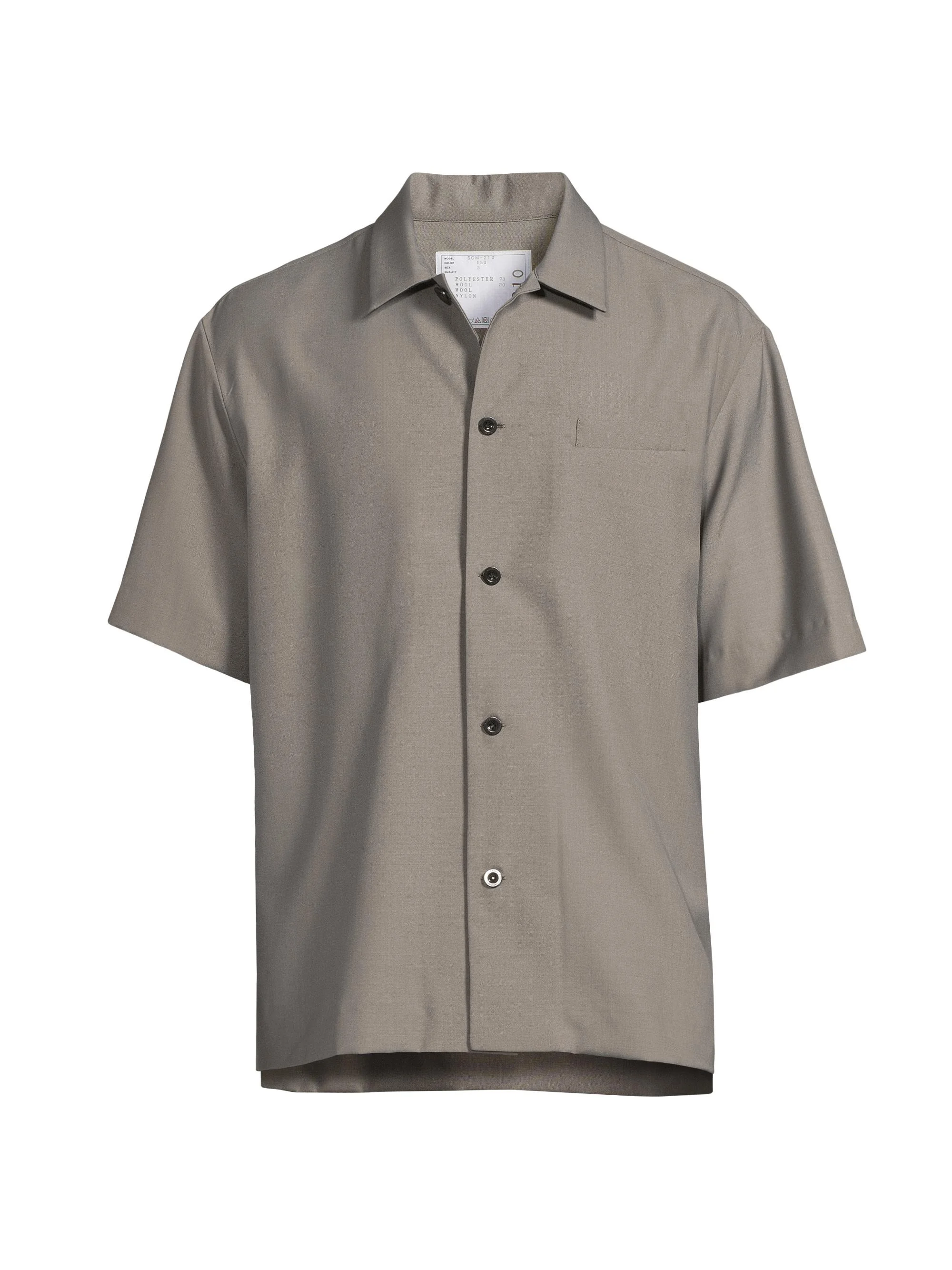 Men's Wool-Blend Suiting Shirt - Taupe - 1