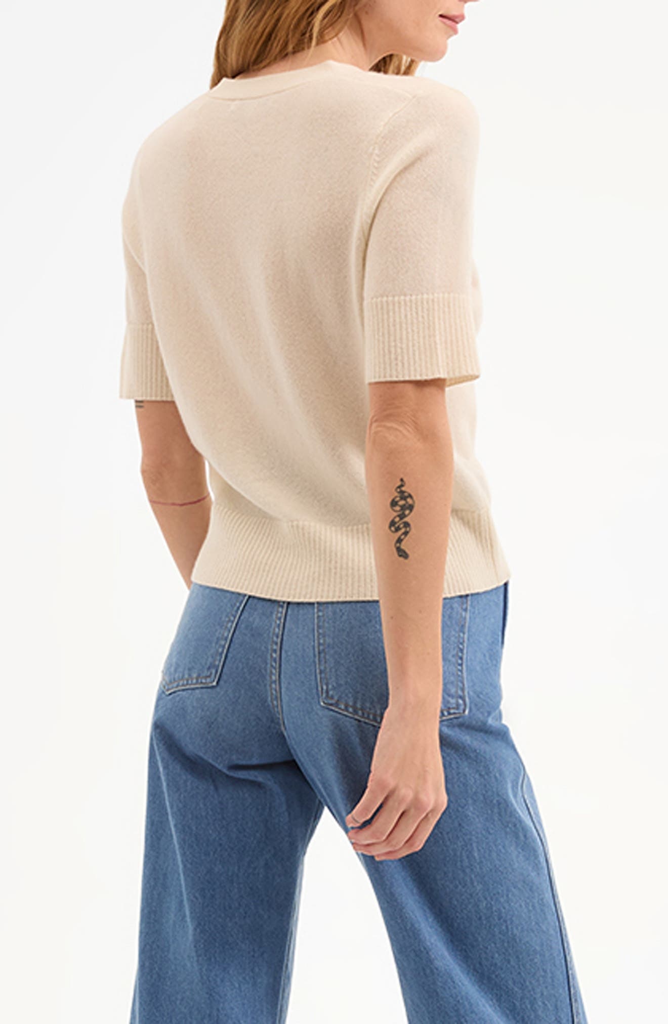 Veronica Beard Solene Short Sleeve Cashmere Cardigan in Ivory at Nordstrom - 2