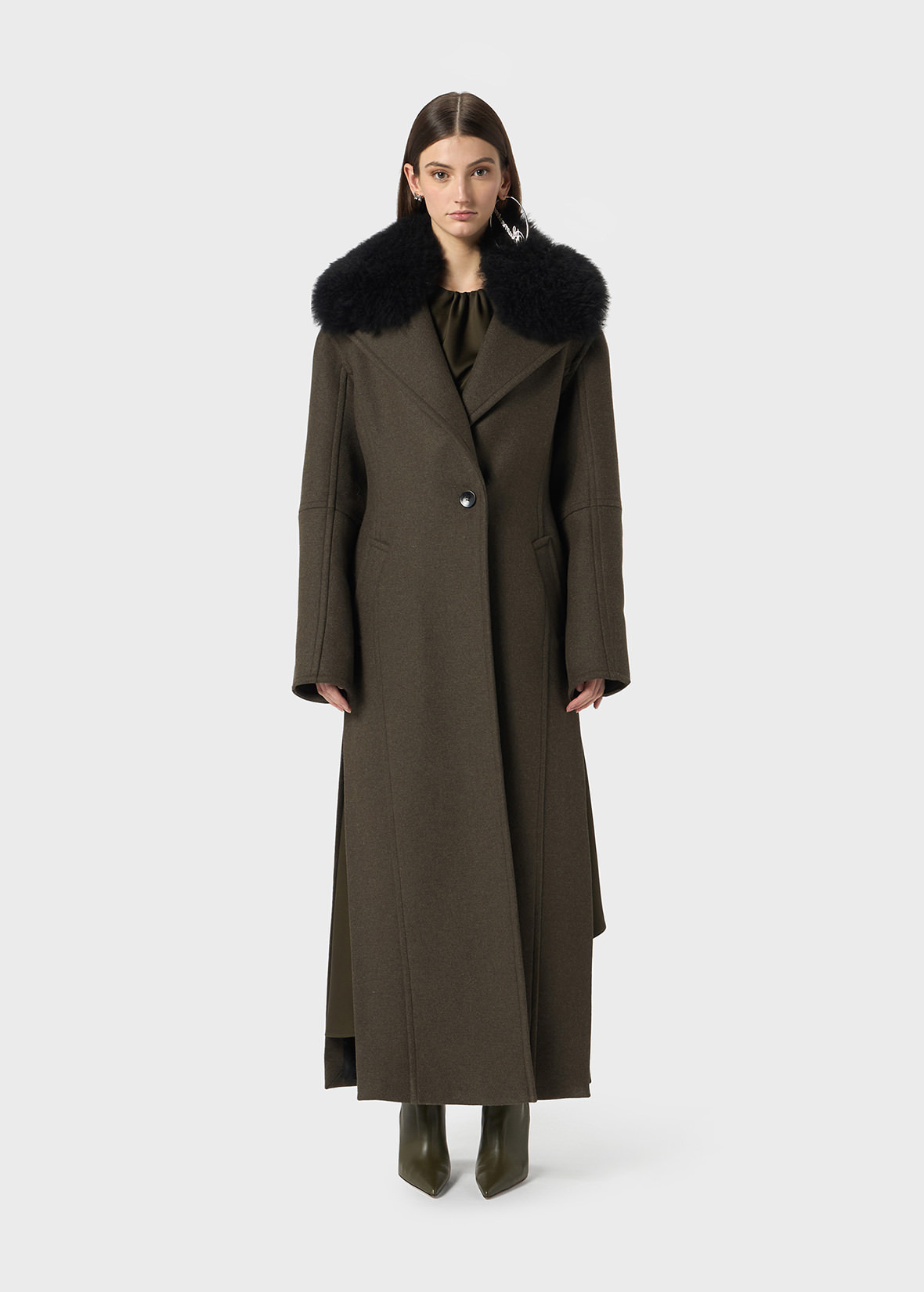 LONG COAT WITH FAUX FUR COLLAR - 3