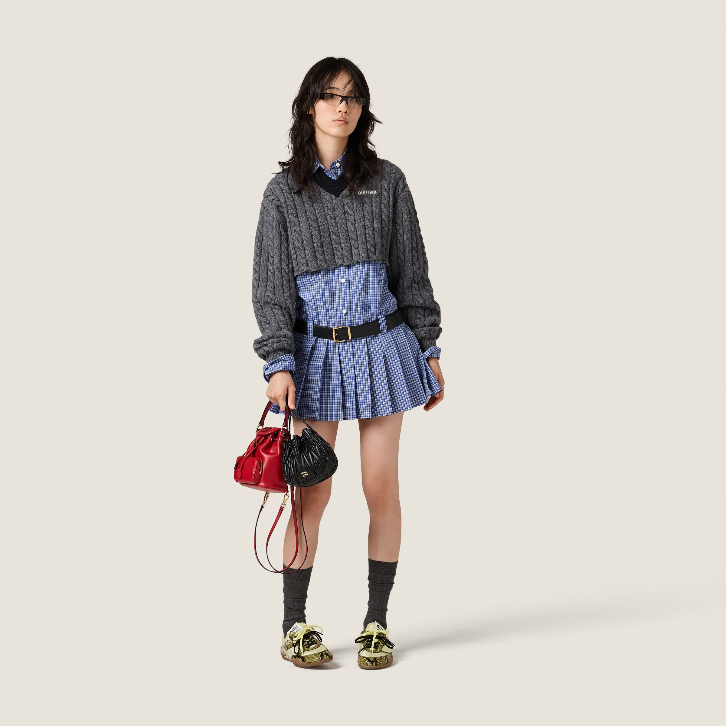 Pleated checked mini-dress - 4