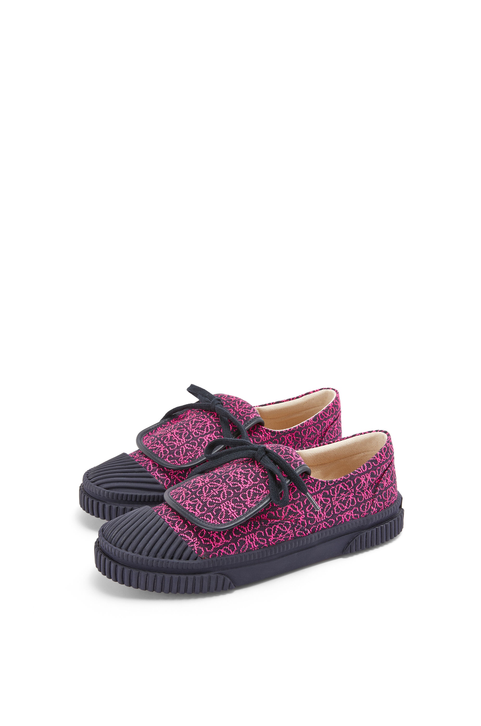 Flap sneaker in Anagram jacquard and calfskin - 2