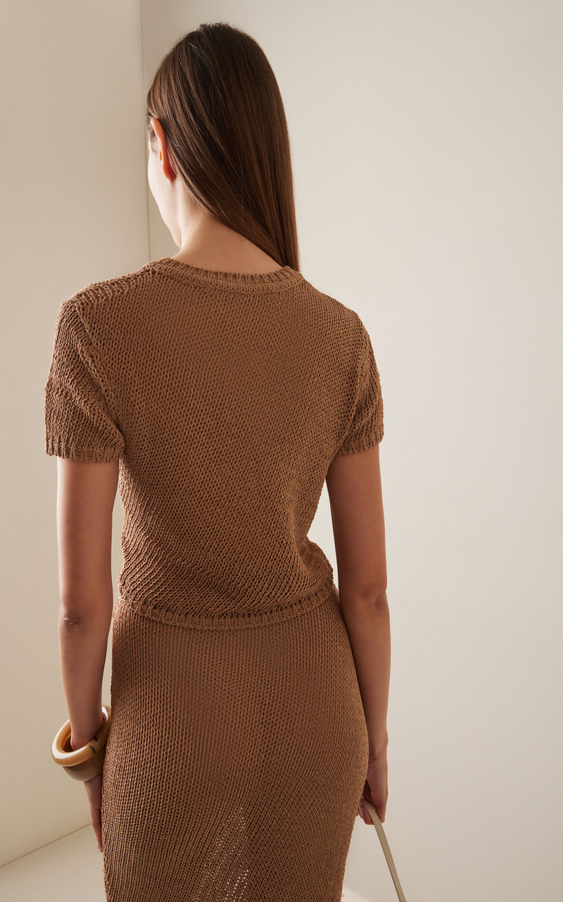 Atele Knit Cotton-Blend Crop Top neutral 4