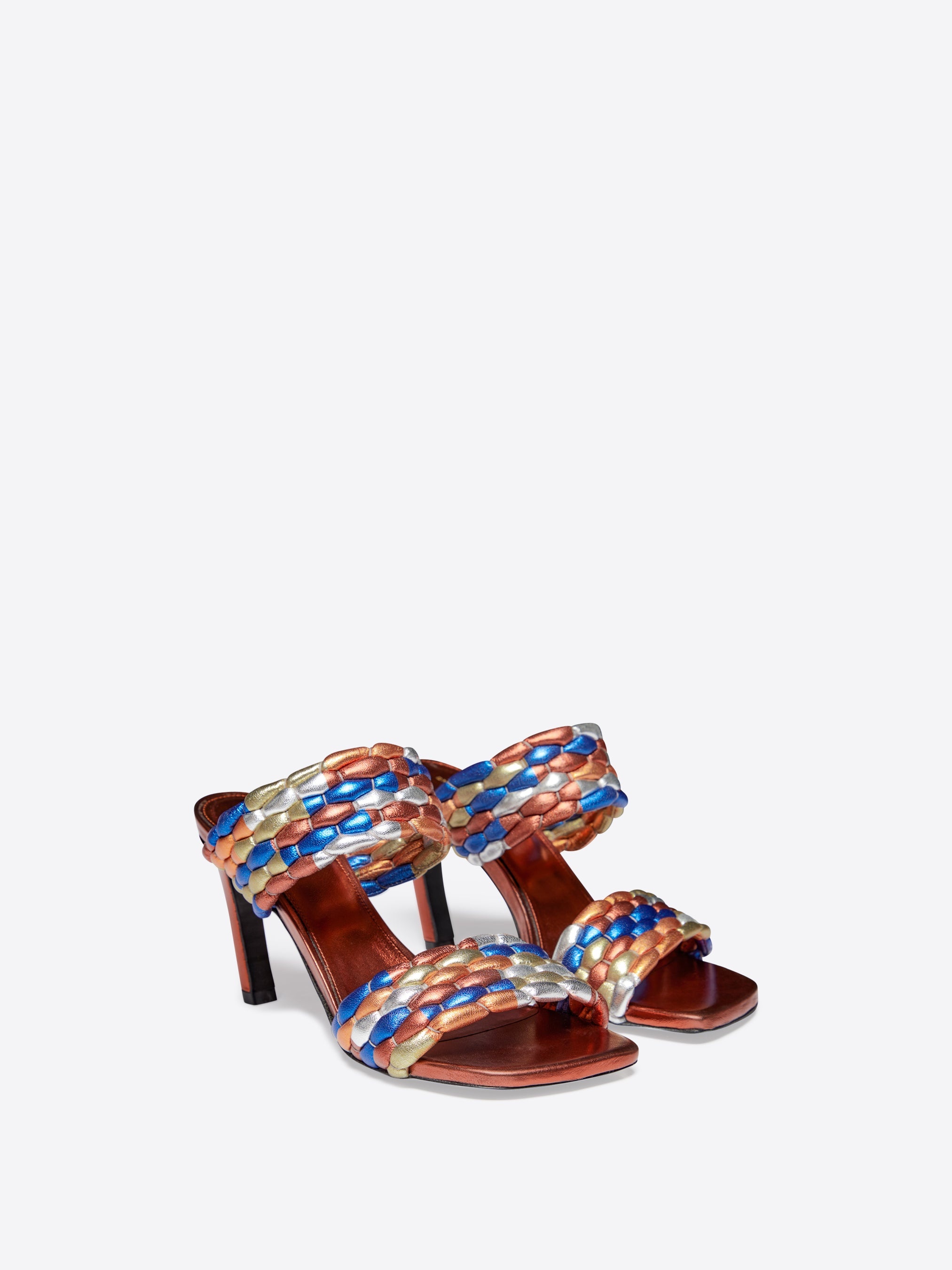 WOVEN METALLIC MULES - 2