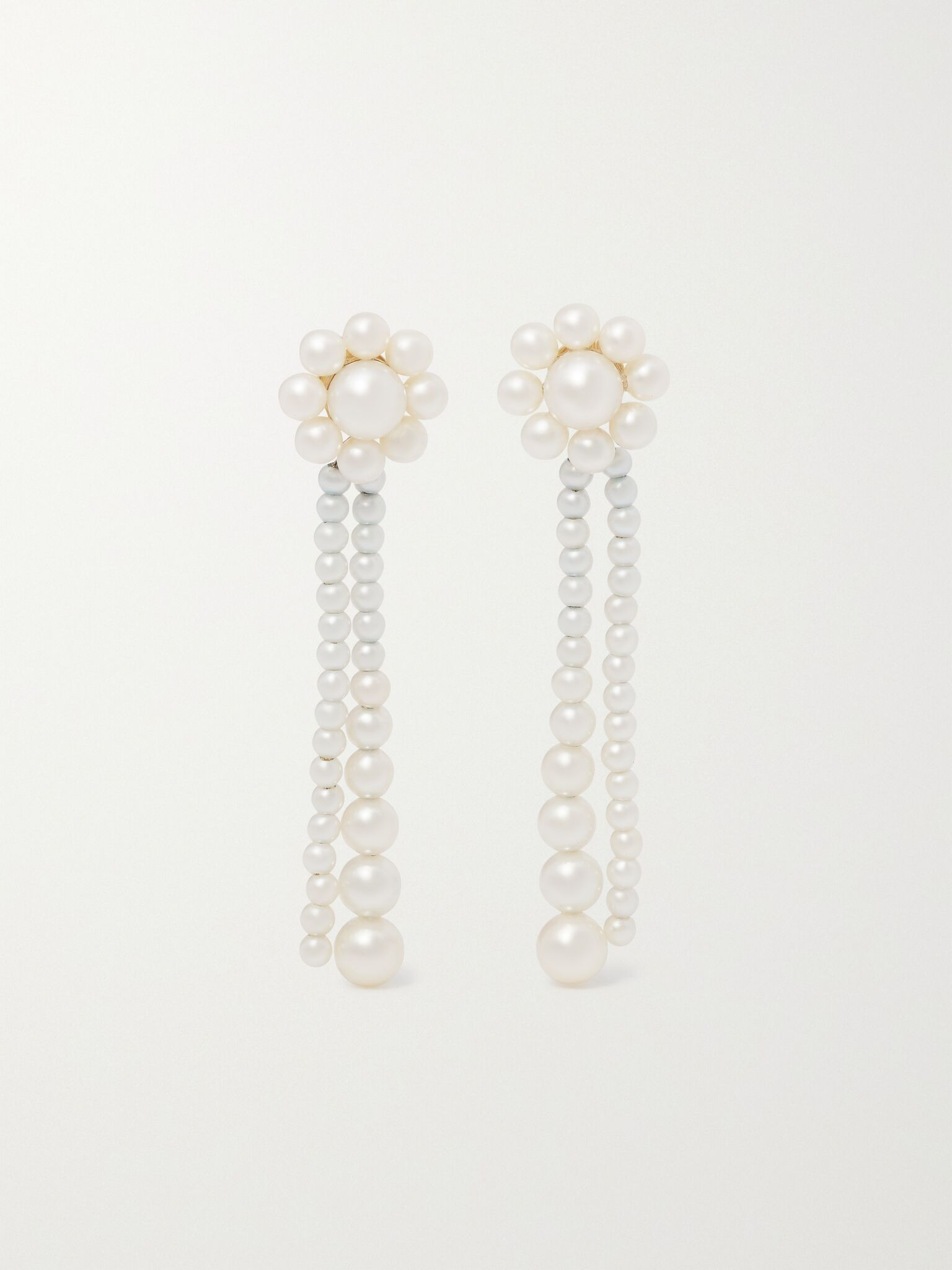 Grande Promenade de Fleur 14-karat gold pearl earrings White - 1