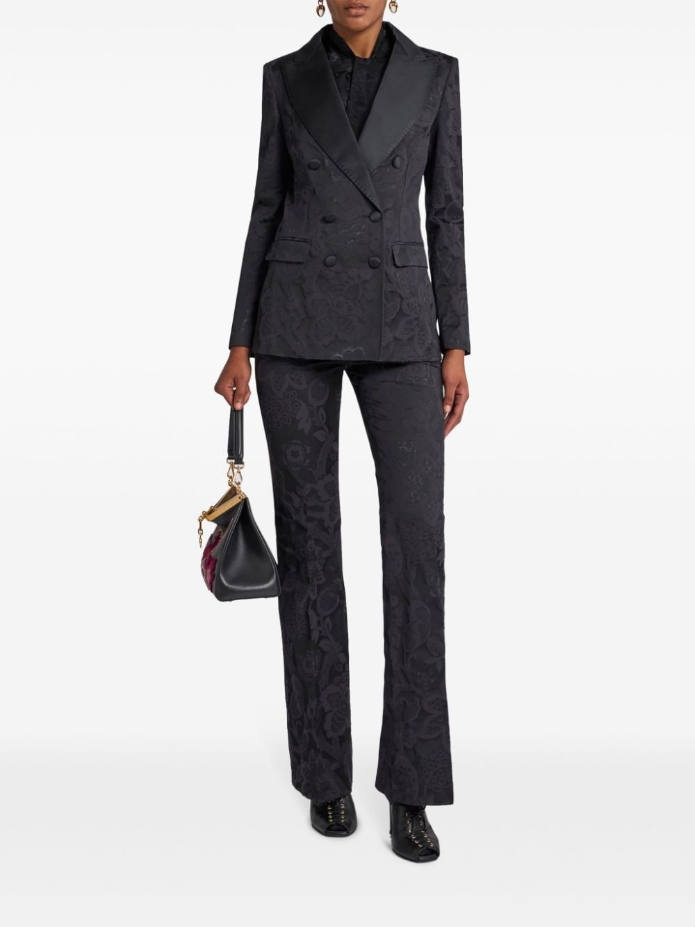 double-breasted jacquard blazer - 2