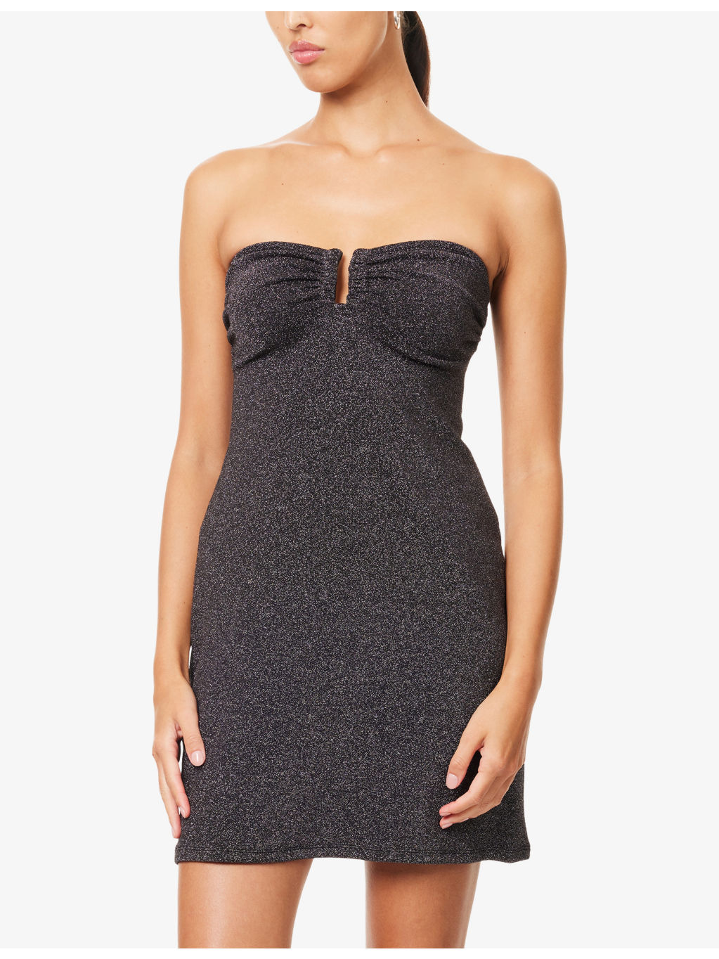 Metallic Slim-Fit Stretch-Woven Mini Dress - 3