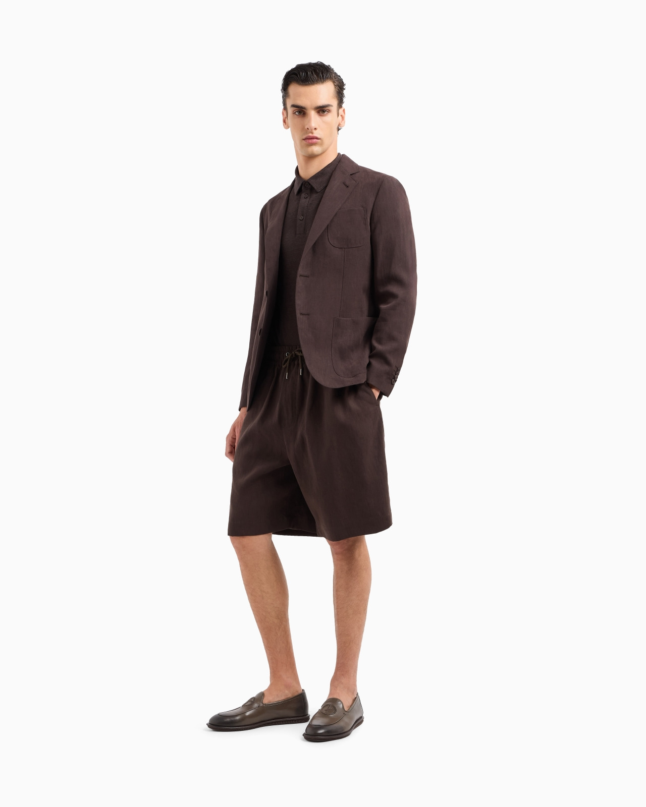 Short-sleeved polo shirt in pure linen jersey - 2