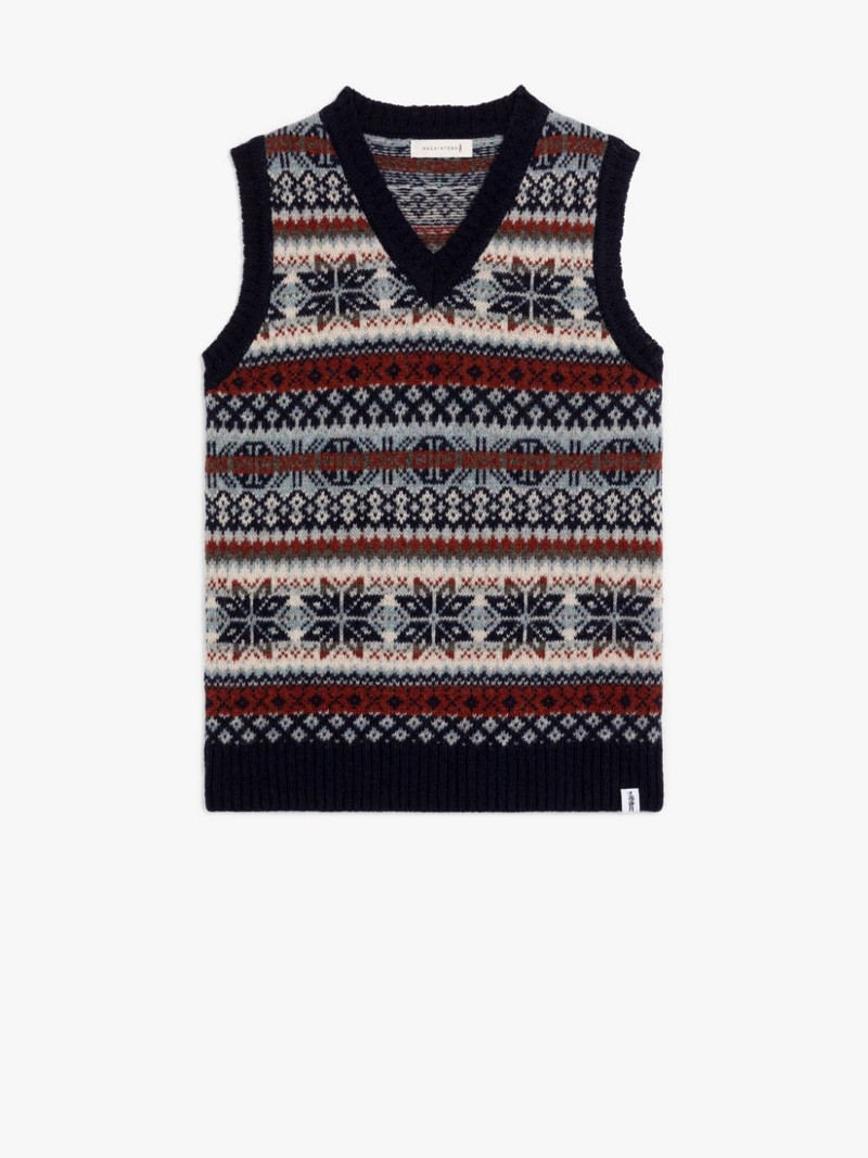 BURN TANK NAVY WOOL FAIR ISLE VEST 1