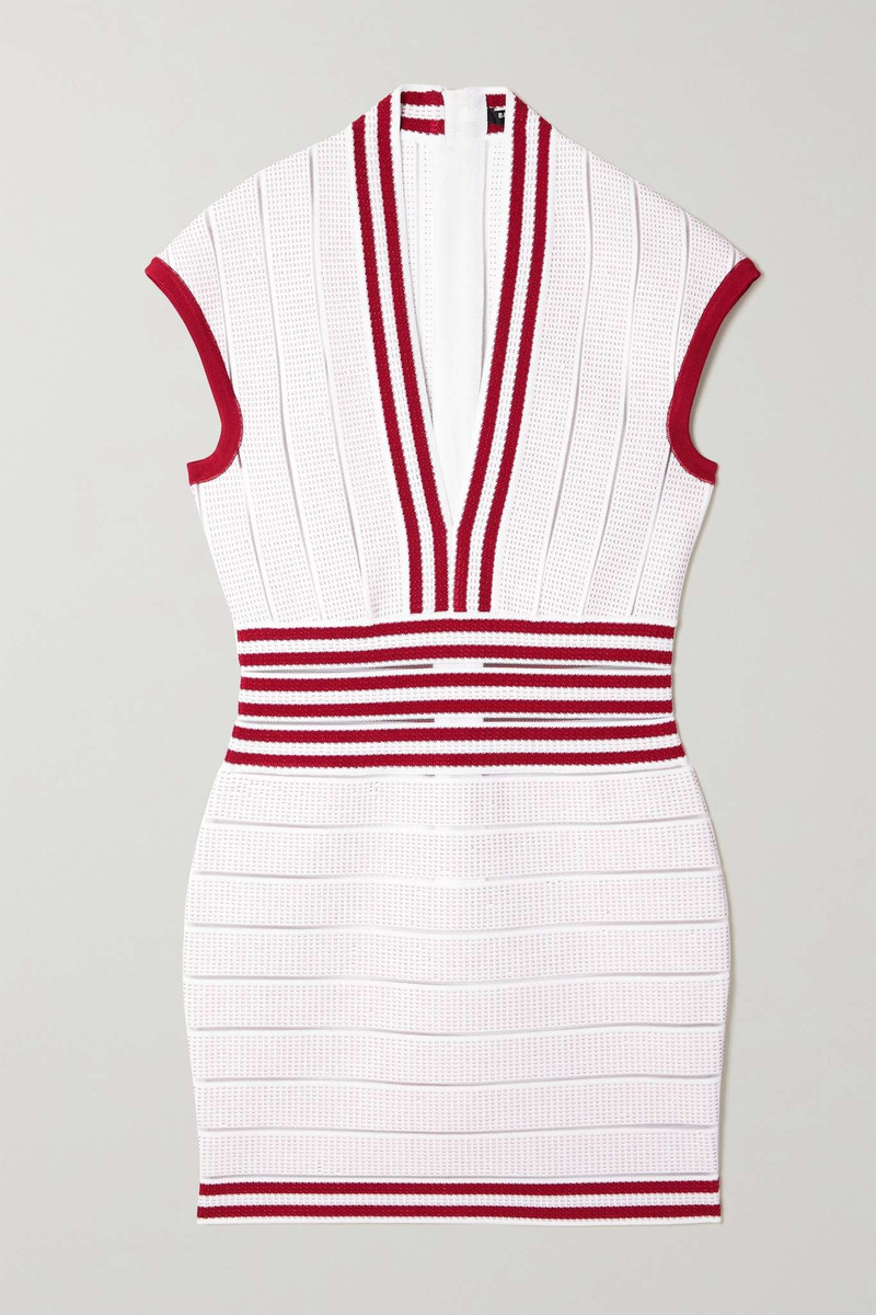 Striped metallic knitted mini dress 1