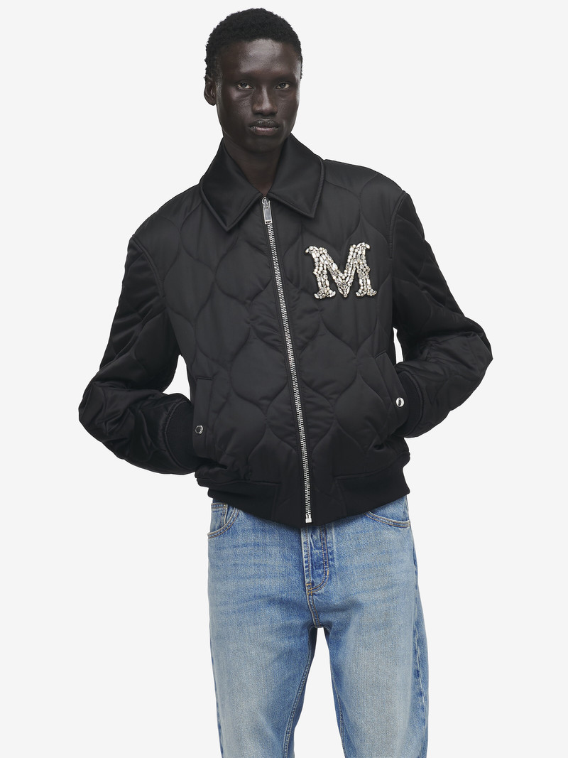 Alexander McQueen Crystal Logo Quilted Jacket outlook
