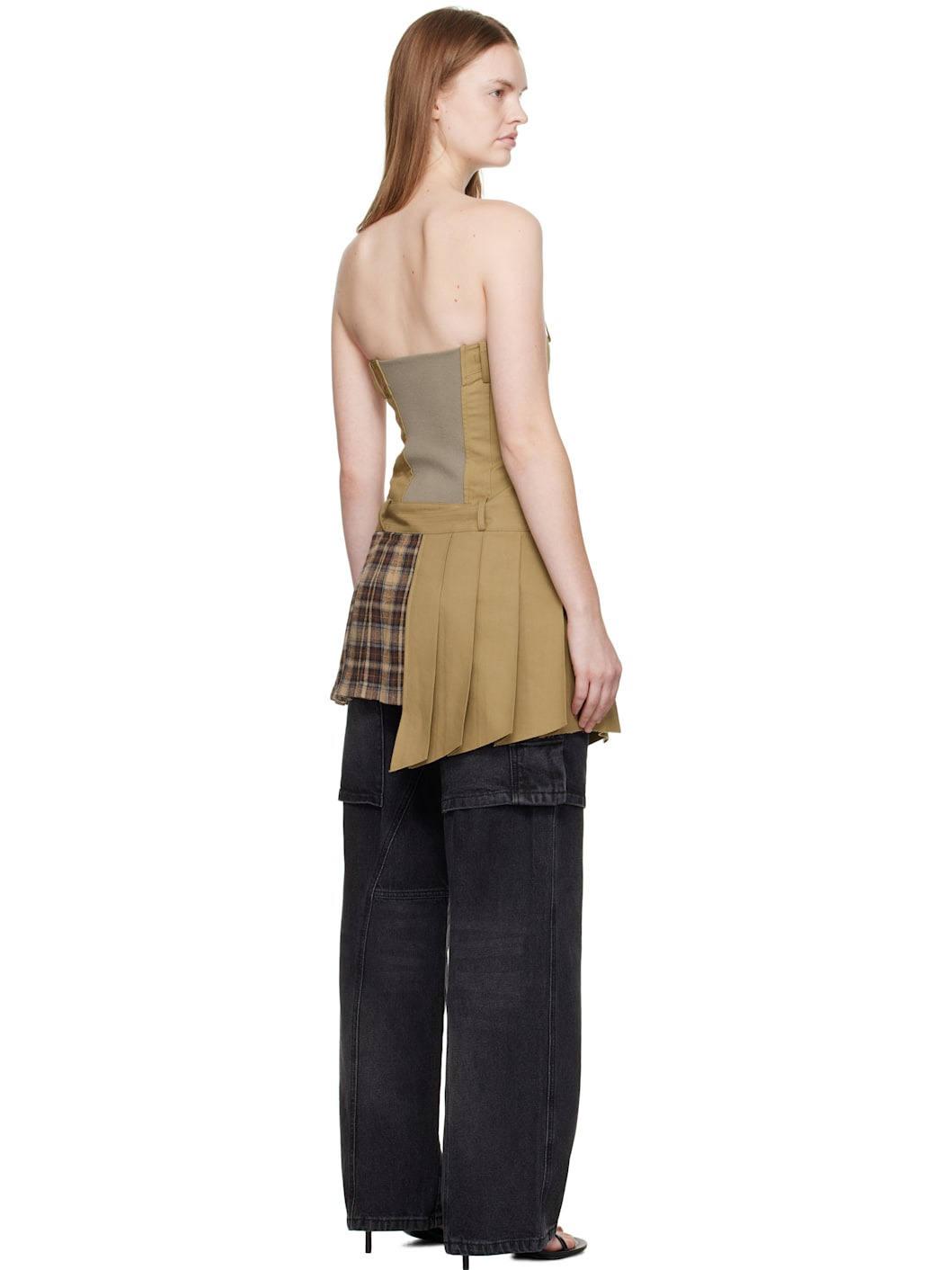 Beige Double Pleats Trench Minidress - 3