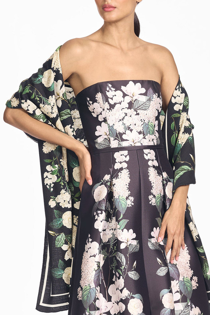 MILLY SCARF - INK & IVORY BLOOMS 1