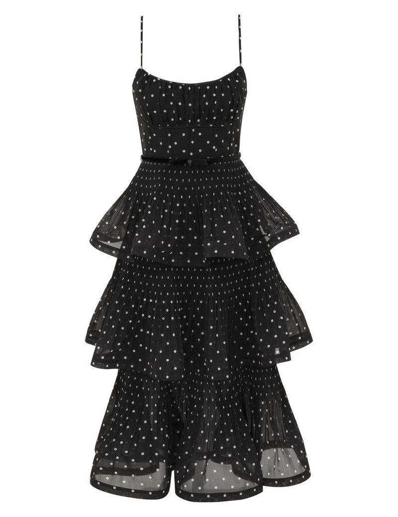 PLEATED TIERED MIDI DRESS - 1