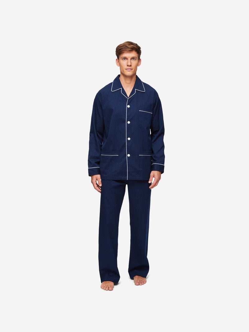 Men's Classic Fit Pyjamas Royal 40 Cotton Satin Navy - 4